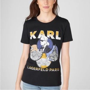 Karl Lagerfeld Black Graphic T Shirt Size XS
